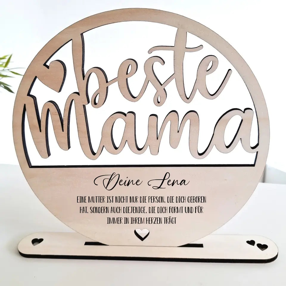 Holzaufsteller "Beste Mama" mit Vase