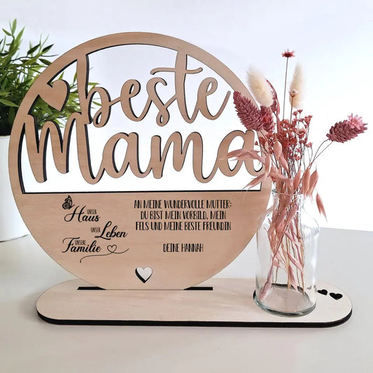 Holzaufsteller "Beste Mama" mit Vase