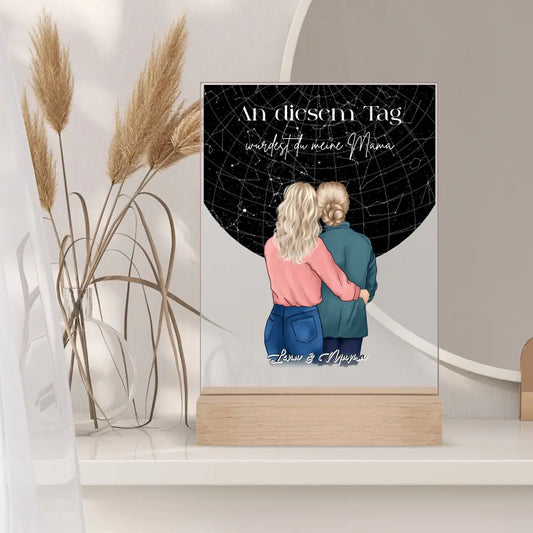 Sternenkarte - Tochter & Mama - Acrylschild mit Holzstandfuß copy
