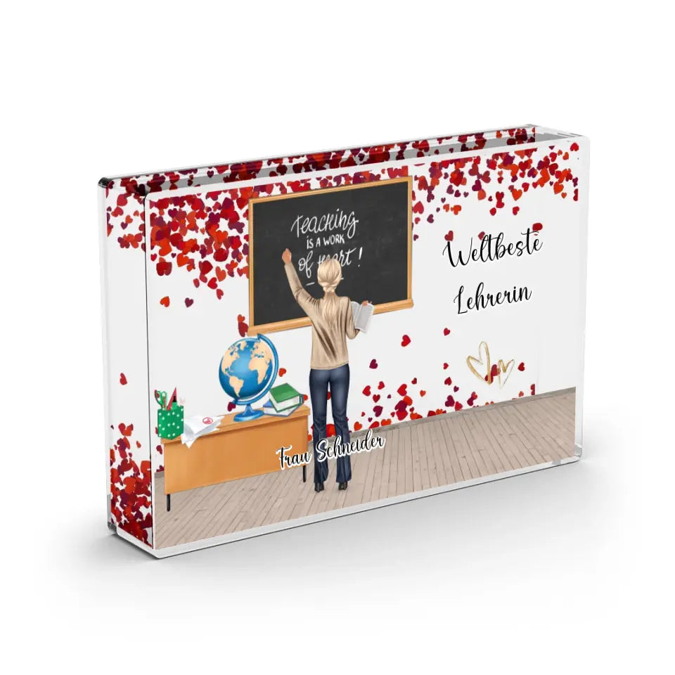 Lehrerin - Schneekugel Herz Pailletten