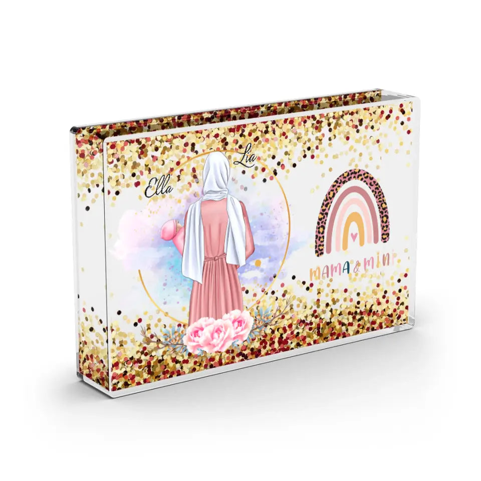 Mama & Baby - Schneekugel RoseGold Pailletten