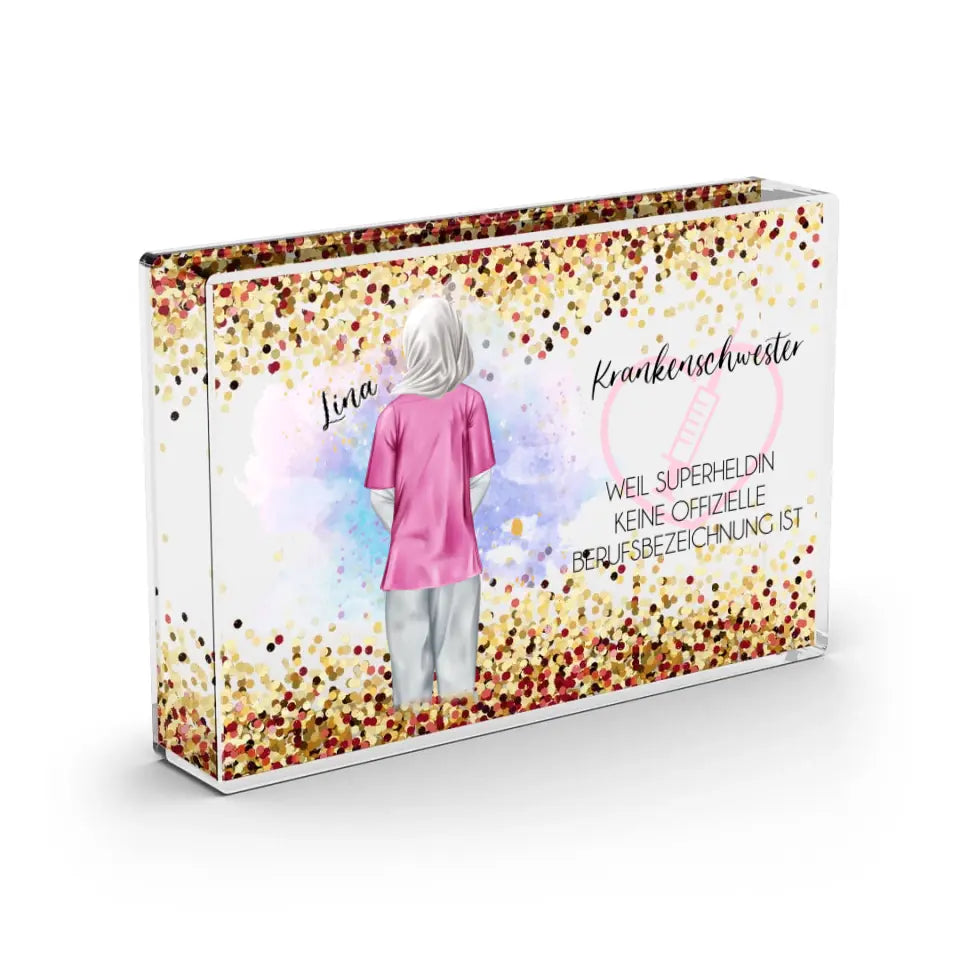 Arzthelferin - Schneekugel RoseGold Pailletten