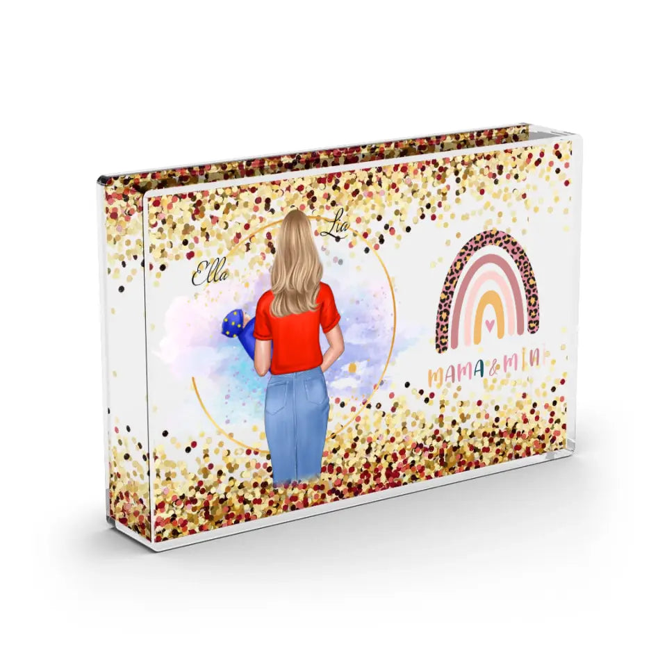 Mutter & Baby - Schneekugel RoseGold Pailletten
