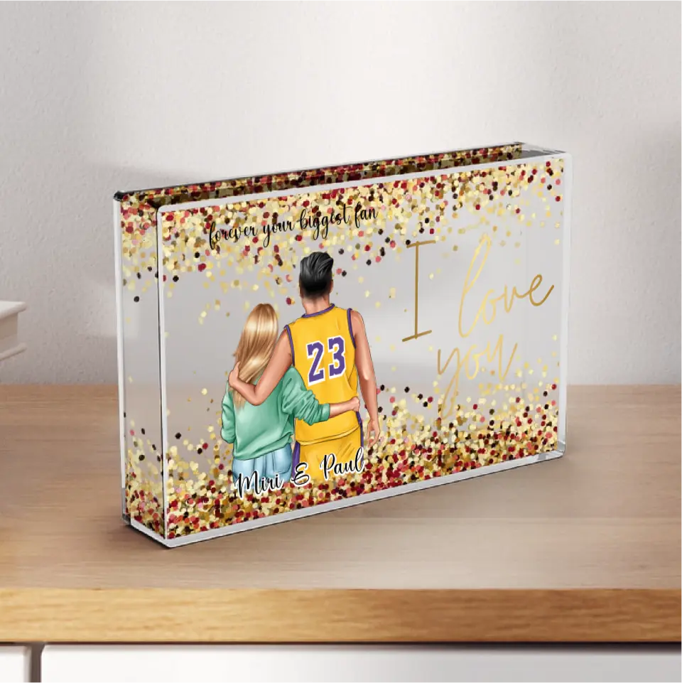Basketball Paar - Schneekugel GoldRose Pailletten