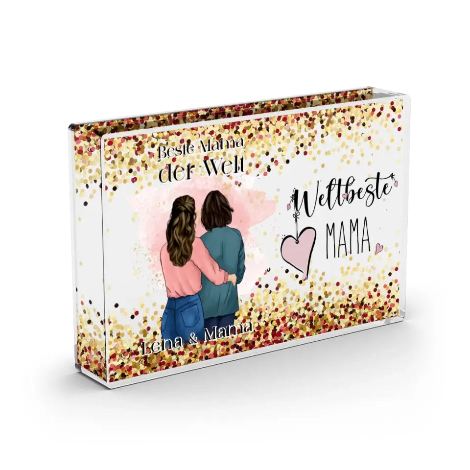 Mama & 1-3 Töchter - Schneekugel GoldRose Pailletten