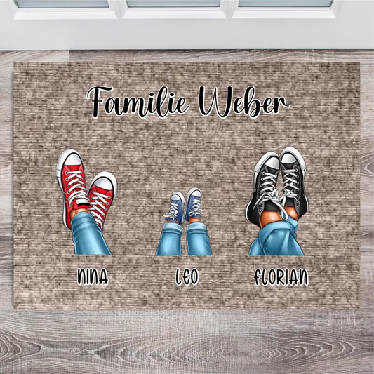 Personalisierte Sneaker Fußmatte  2-7 Personen + Haustier