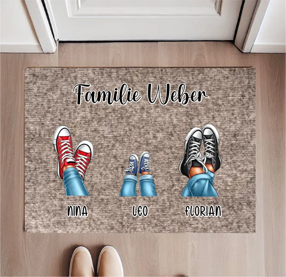Personalisierte Sneaker Fußmatte 2-7 Personen + Haustier