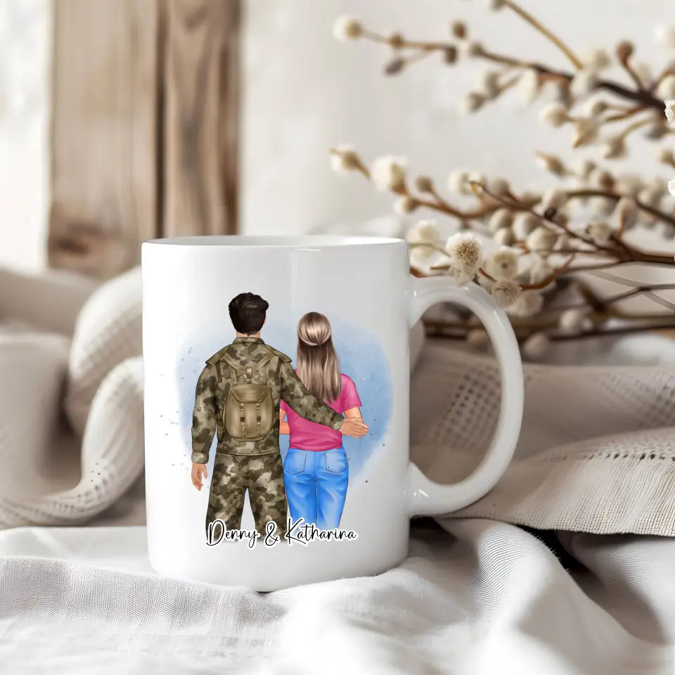 Soldat/in & Frau + 1-2 Kinder Tasse / Thermobecher