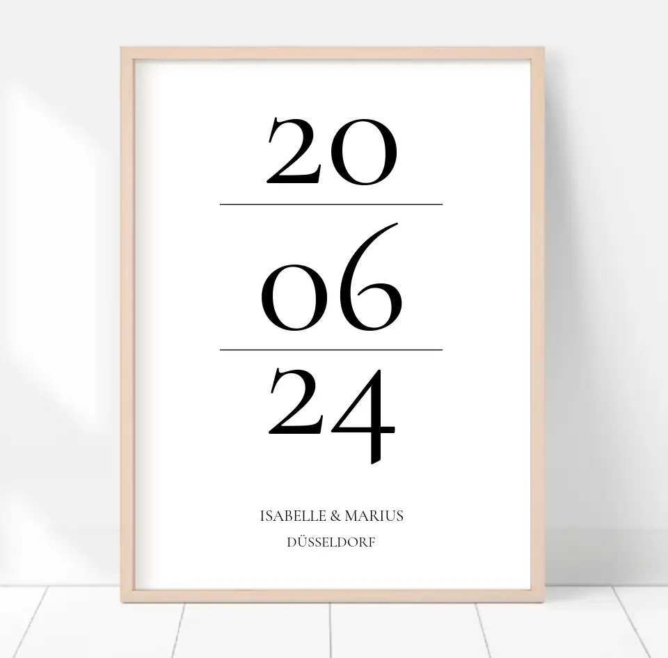 Datum, Hochzeitsgeschenk - Poster