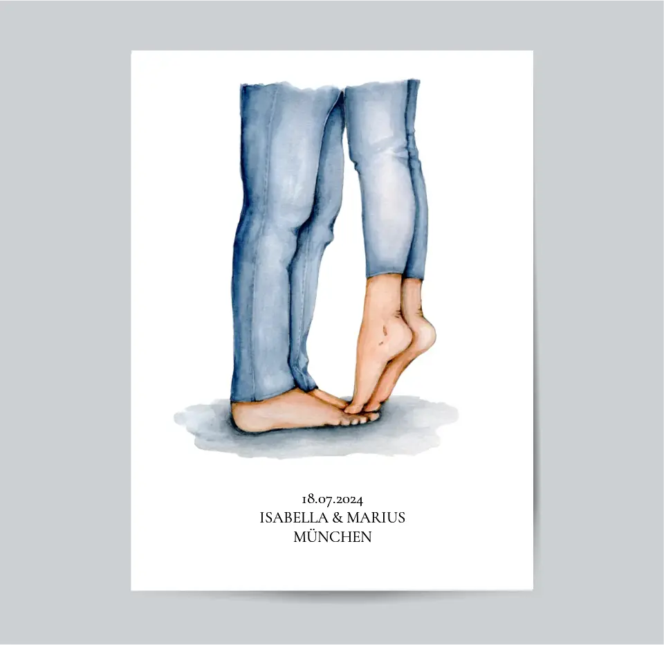Personalisiertes Paar Poster mit Namen, Ort & Datum