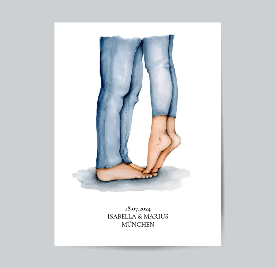 Personalisiertes Paar Poster mit Namen, Ort & Datum