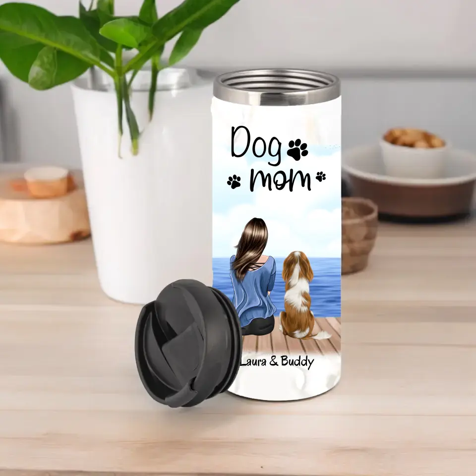 Frau/Mann mit Hund/Katze Haustier Tasse / Thermobecher