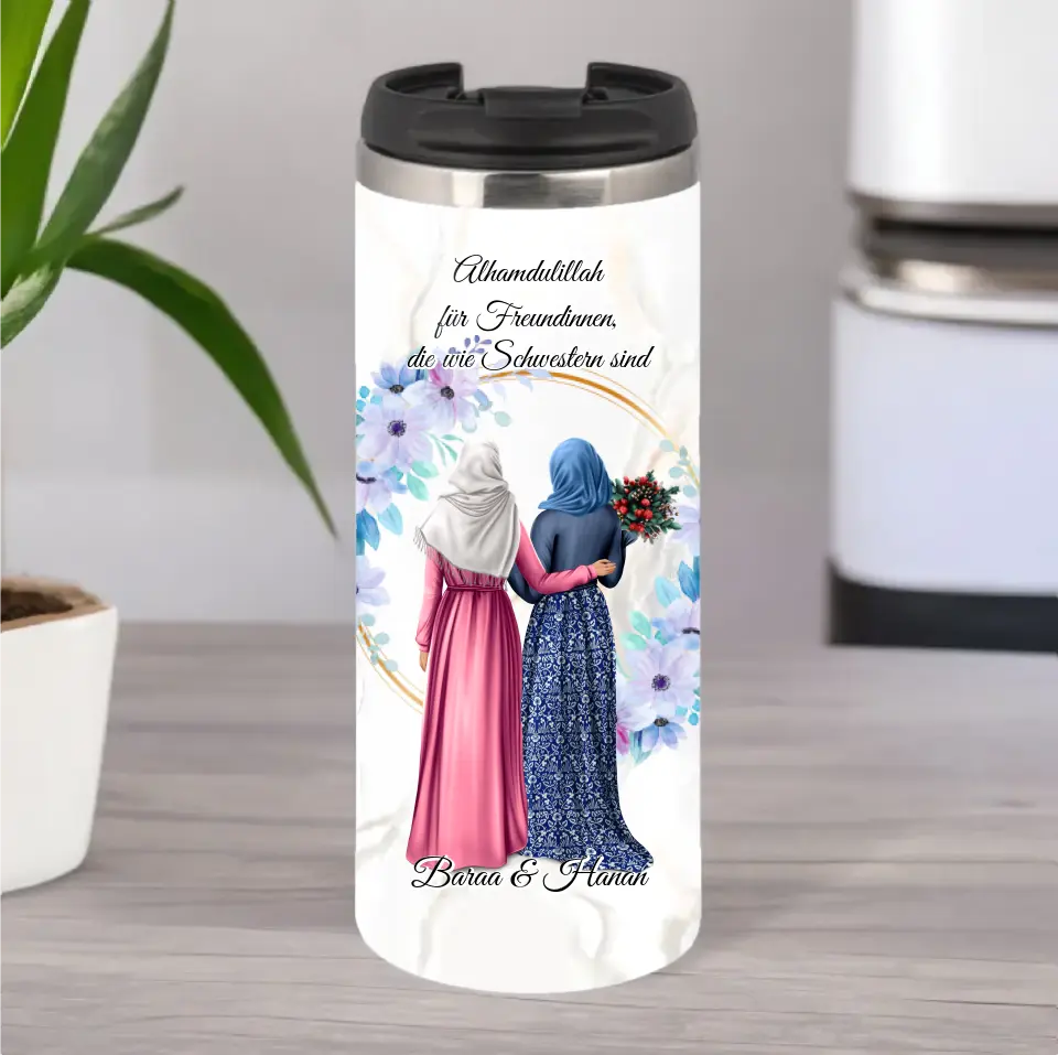 Freundinnen Tasse / Thermobecher mit Kopftuch & Haare 2-6 Freundinnen