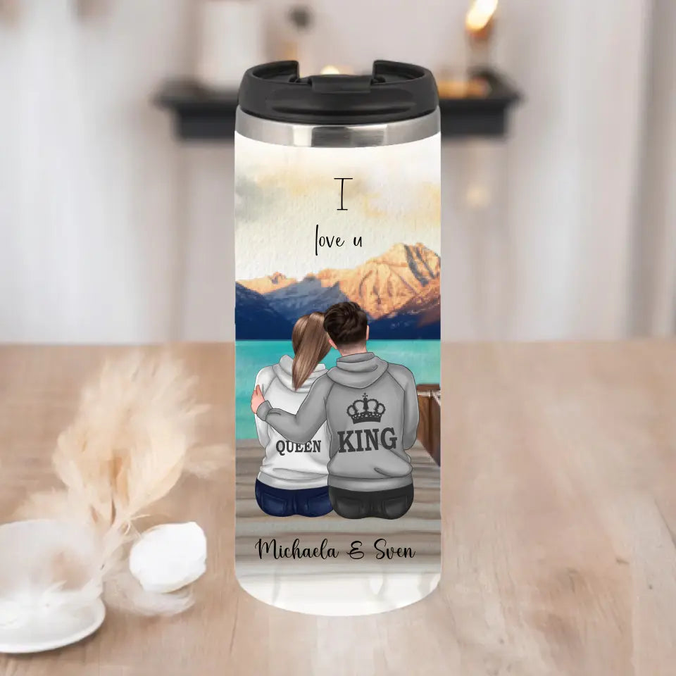 King & Queen Personalisierte Paar Tasse / Thermobecher