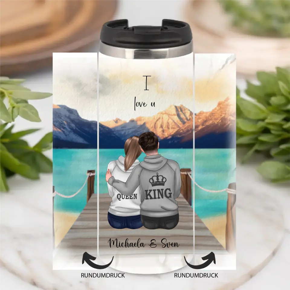 King & Queen Personalisierte Paar Tasse / Thermobecher