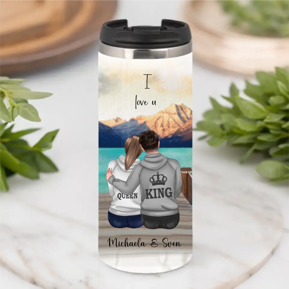 King & Queen Personalisierte Paar Tasse / Thermobecher