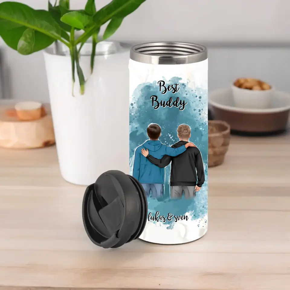 2 Freunde/Brüder Männer Tasse / Thermobecher Personalisiert