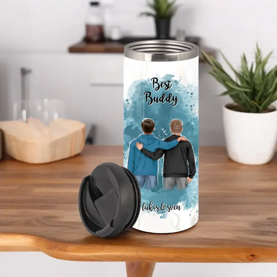 2 Freunde/Brüder Männer Tasse / Thermobecher Personalisiert