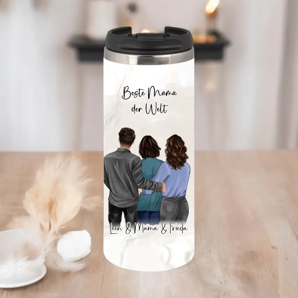 Mama mit Sohn & 1-2 Töchter Tasse / Thermobecher