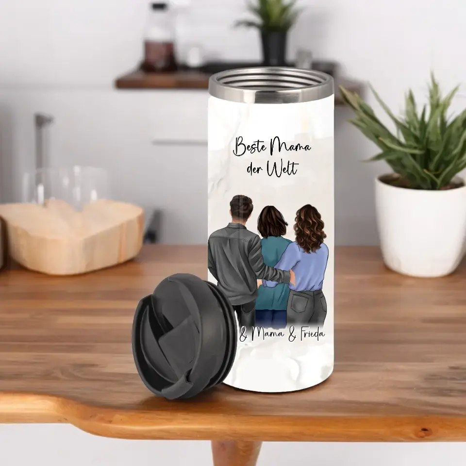 Mama mit Sohn & 1-2 Töchter Tasse / Thermobecher