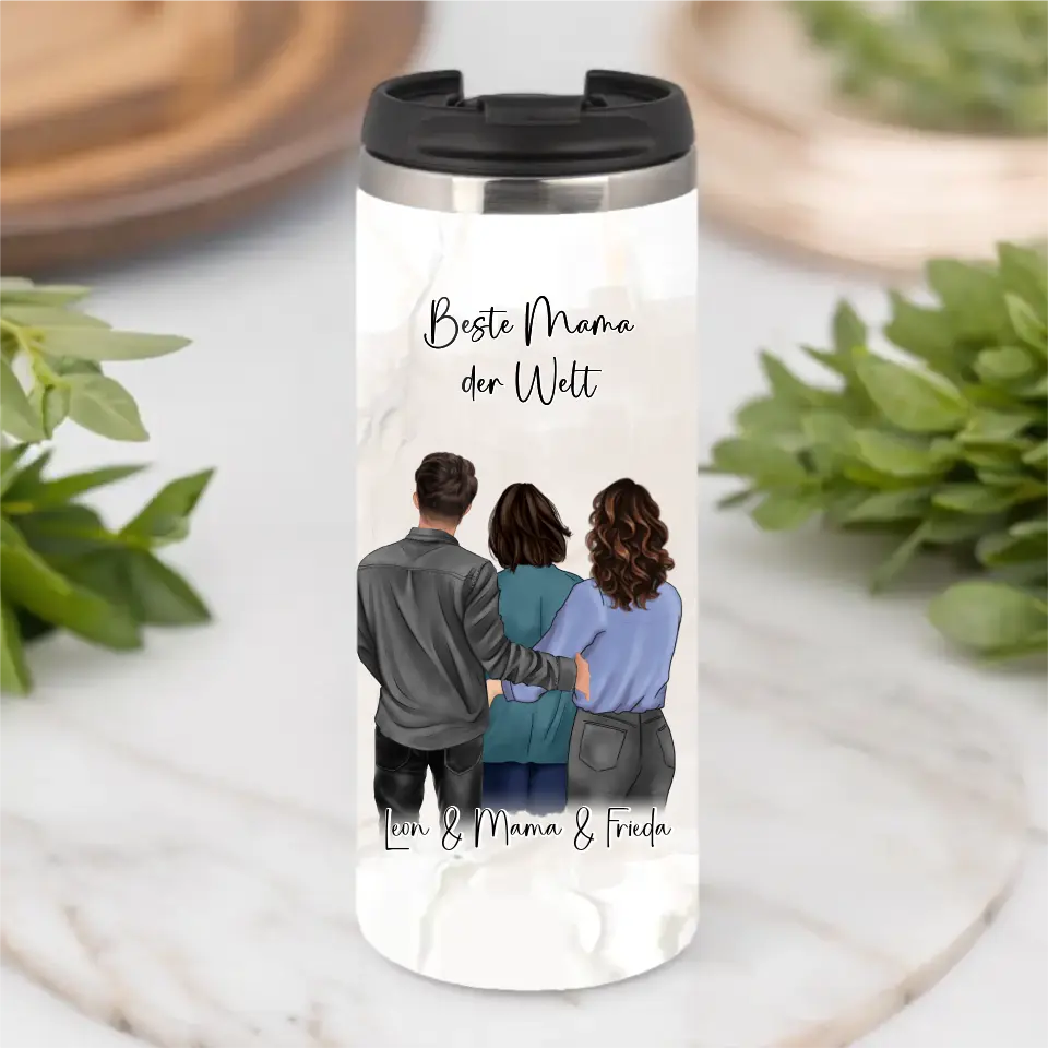 Mama mit Sohn & 1-2 Töchter Tasse / Thermobecher