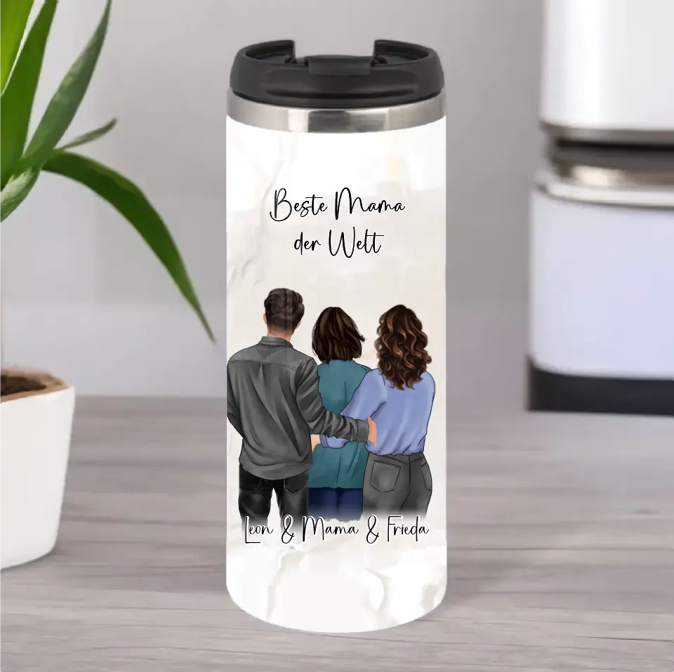 Mama mit Sohn & 1-2 Töchter Tasse / Thermobecher