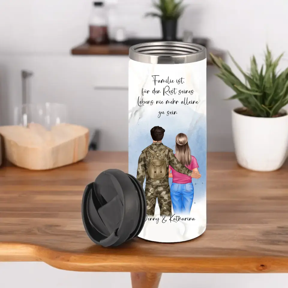 Soldat/in & Frau + 1-2 Kinder Tasse / Thermobecher