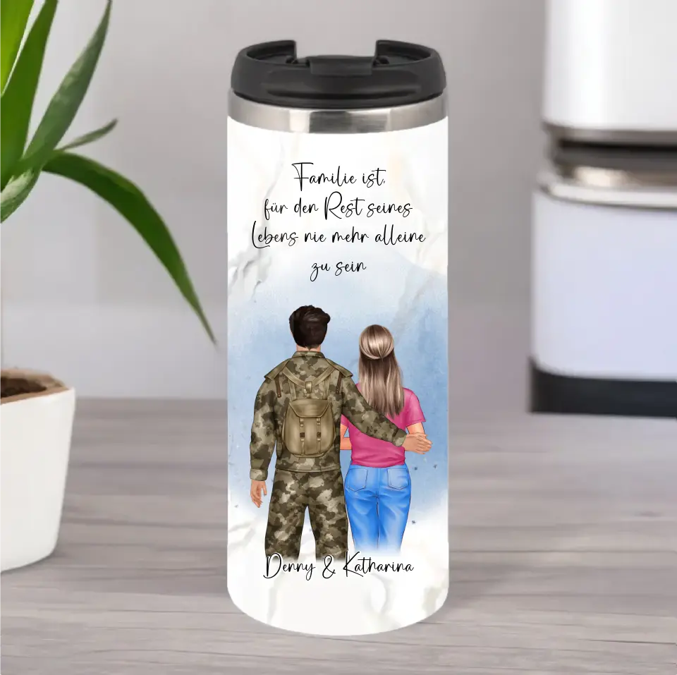 Soldat/in & Frau + 1-2 Kinder Tasse / Thermobecher