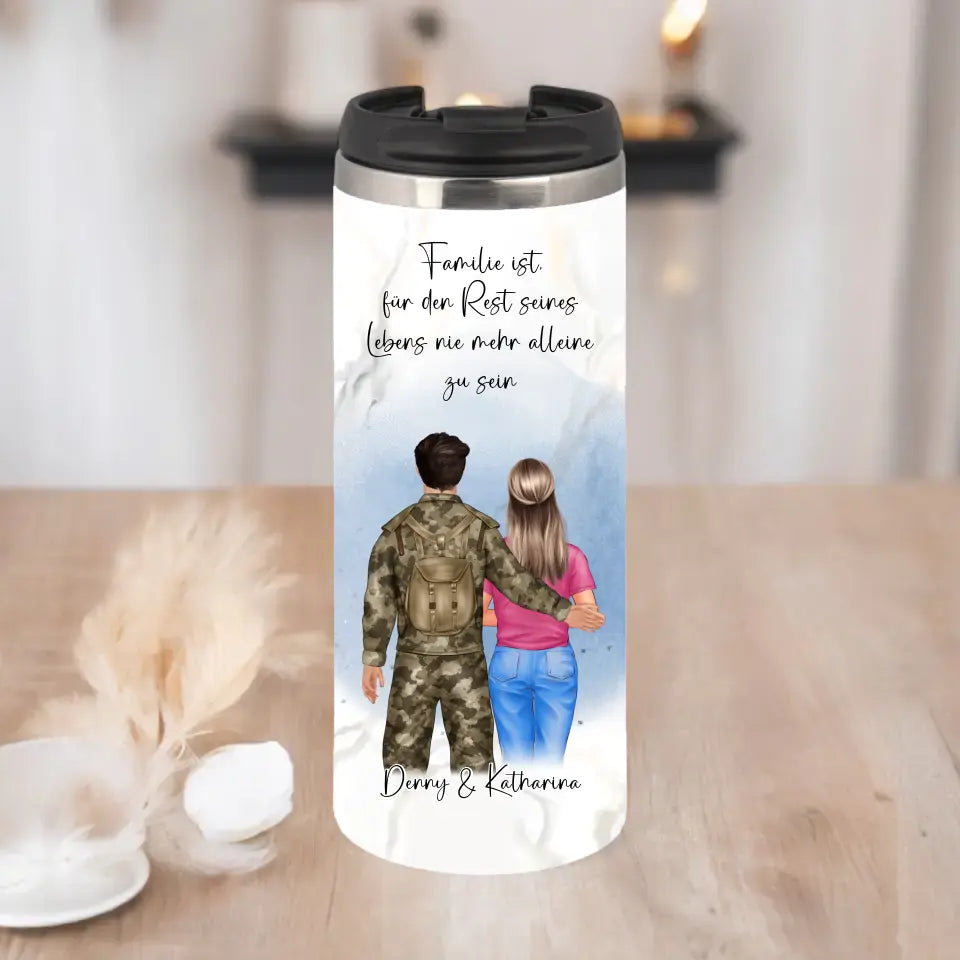 Soldat/in & Frau + 1-2 Kinder Tasse / Thermobecher