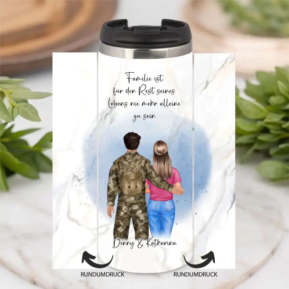 Soldat/in & Frau + 1-2 Kinder Tasse / Thermobecher