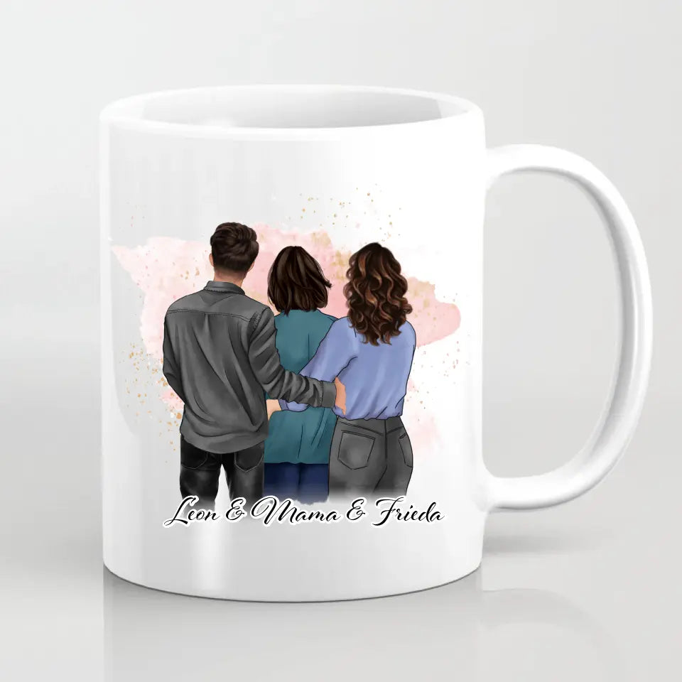 Mama mit Sohn & 1-2 Töchter Tasse / Thermobecher