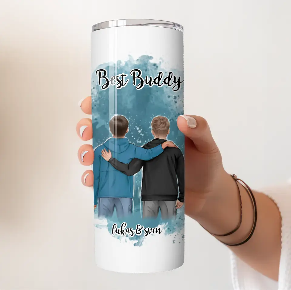 2 Freunde/Brüder Männer Tasse / Thermobecher Personalisiert