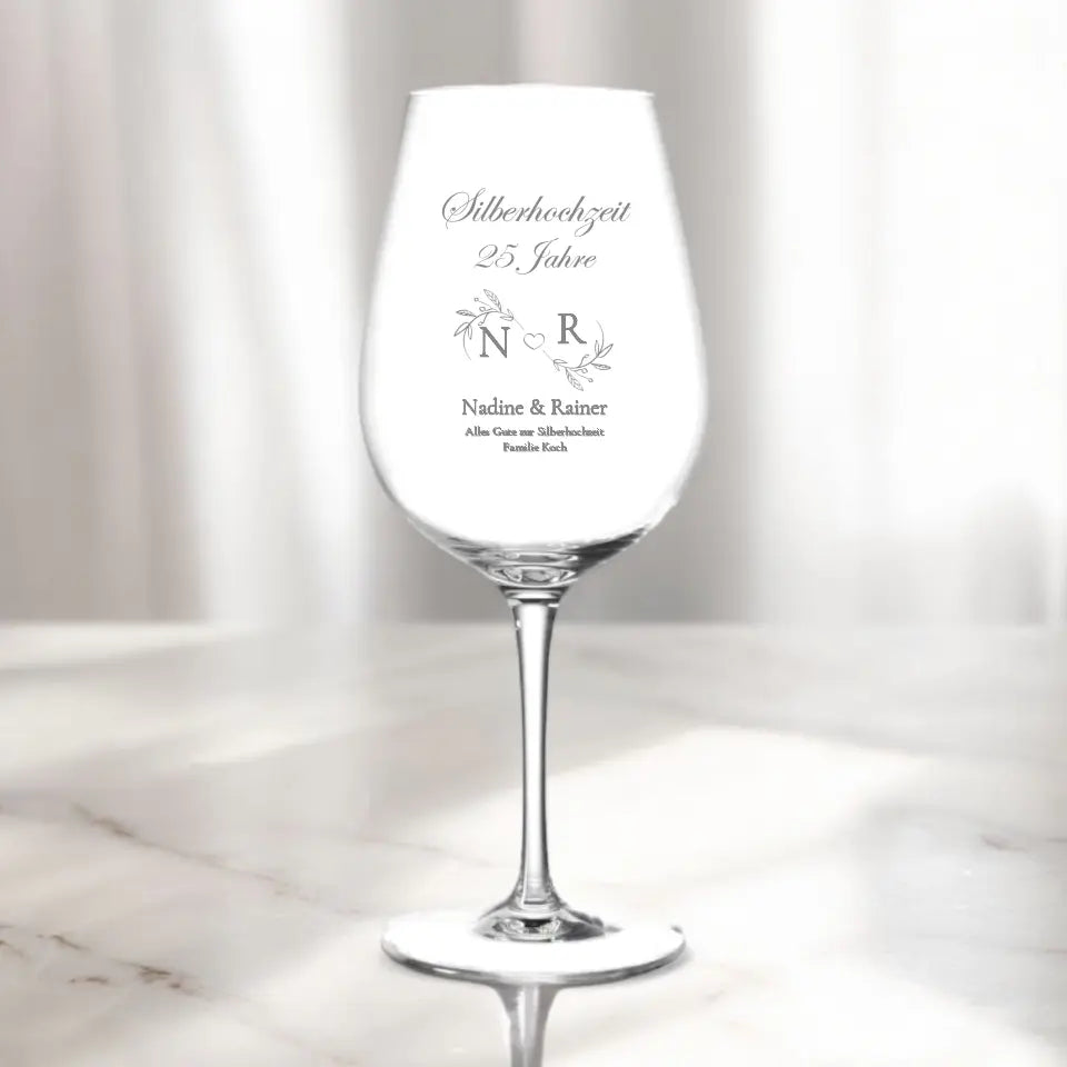 Silberhochzeit 25 Jahre – Personalisiertes Leonardo XXL Weinglas mit Namen & Spruch