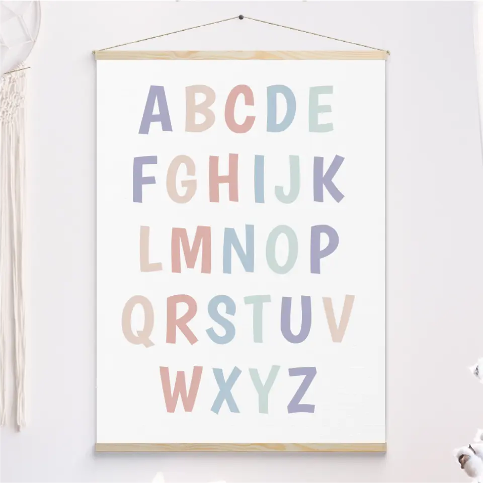 ABC Leinwand mit Holzleiste