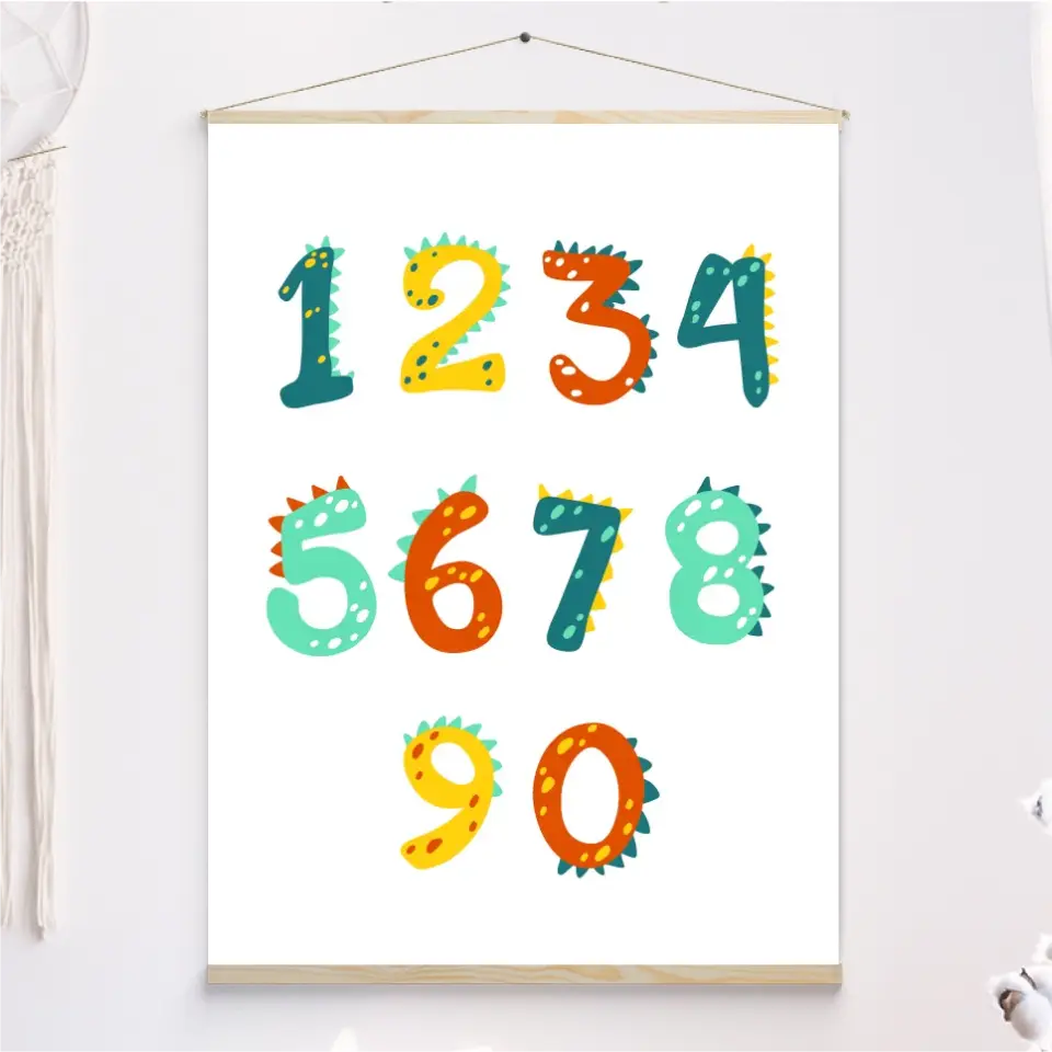 Dino 123 Leinwand mit Holzleiste