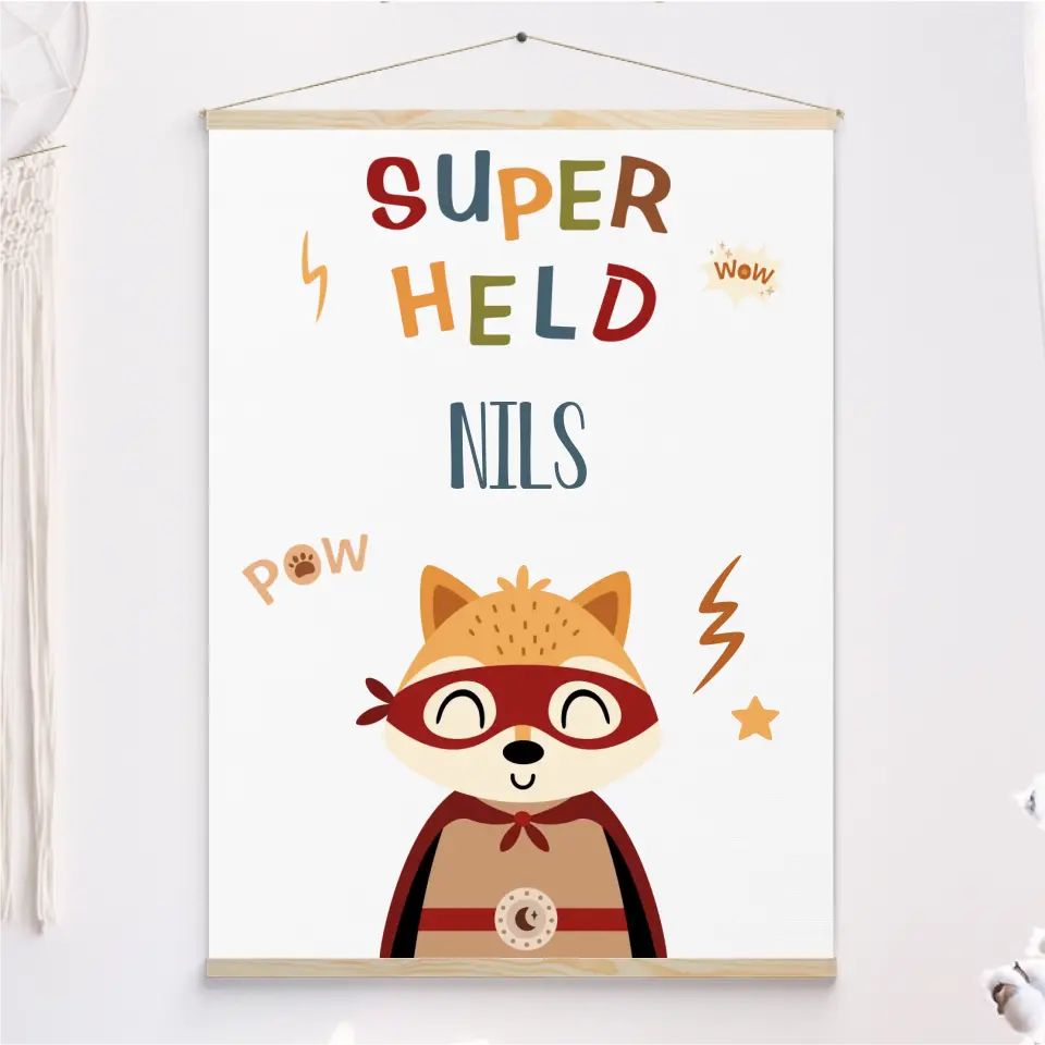 Superheld - Leinwand mit Holzleiste