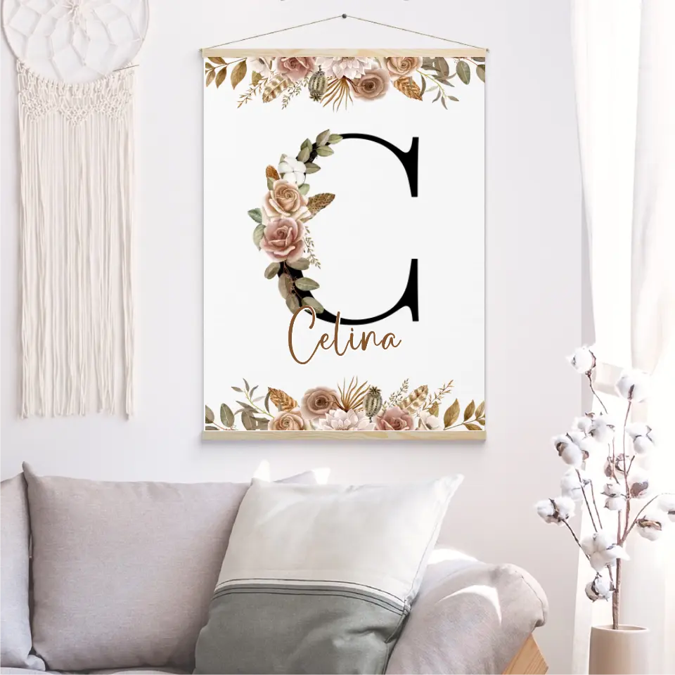 Name - Leinwand mit Holzleiste