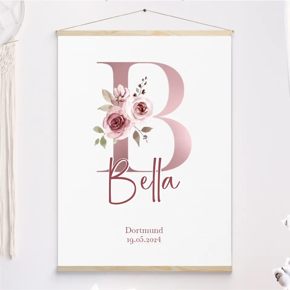 Kinderzimmer Leinwand mit Holzleiste