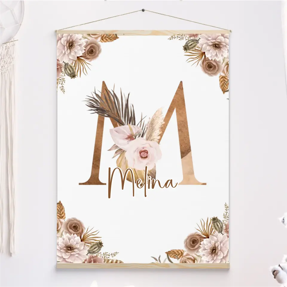 Boho Name - Leinwand mit Holzleiste