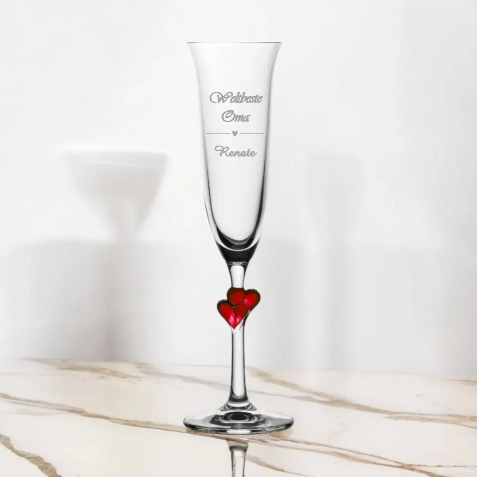 Weltbeste Oma - Personalisierbares Sektglas mit Herzstiel