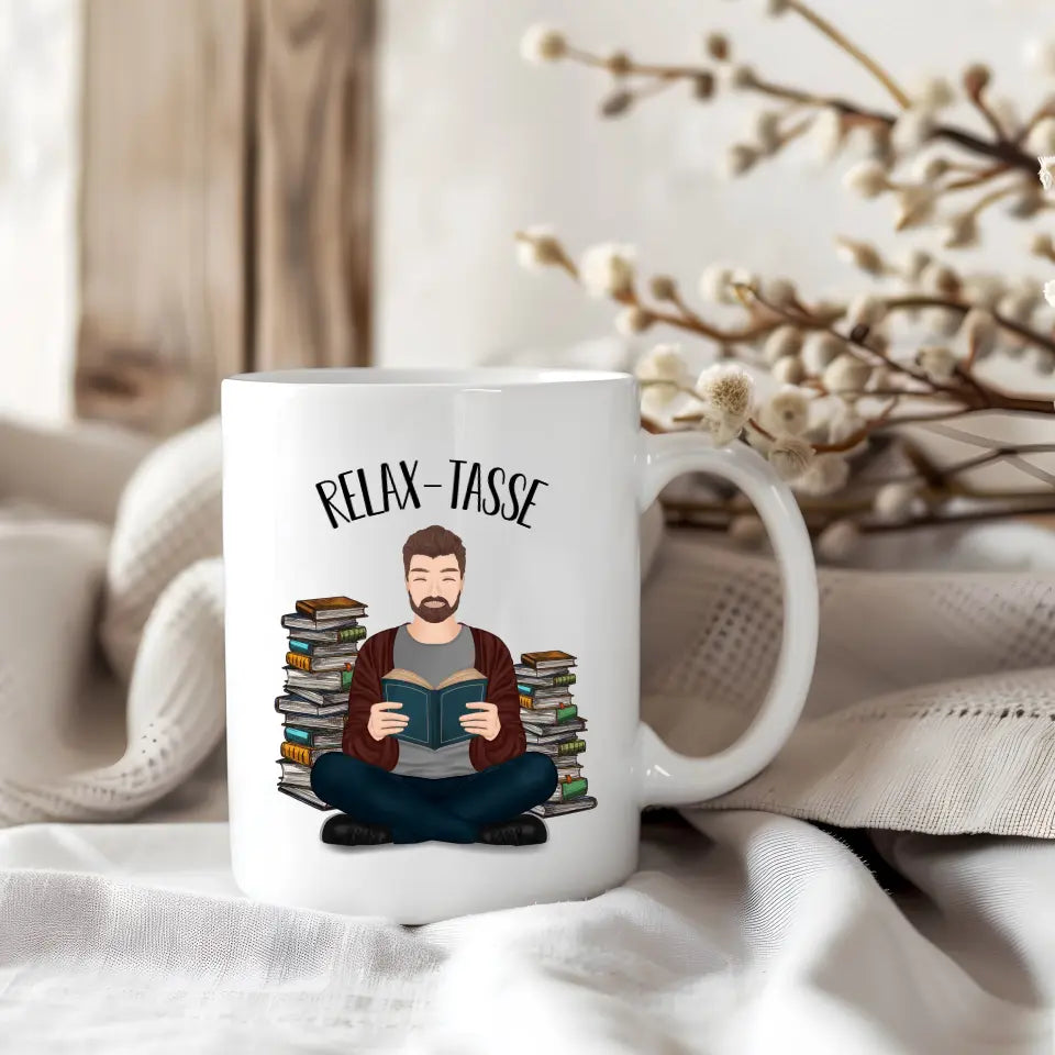 Bücherwurm Relax Tasse - Nur ein Junge der Bücher liebt