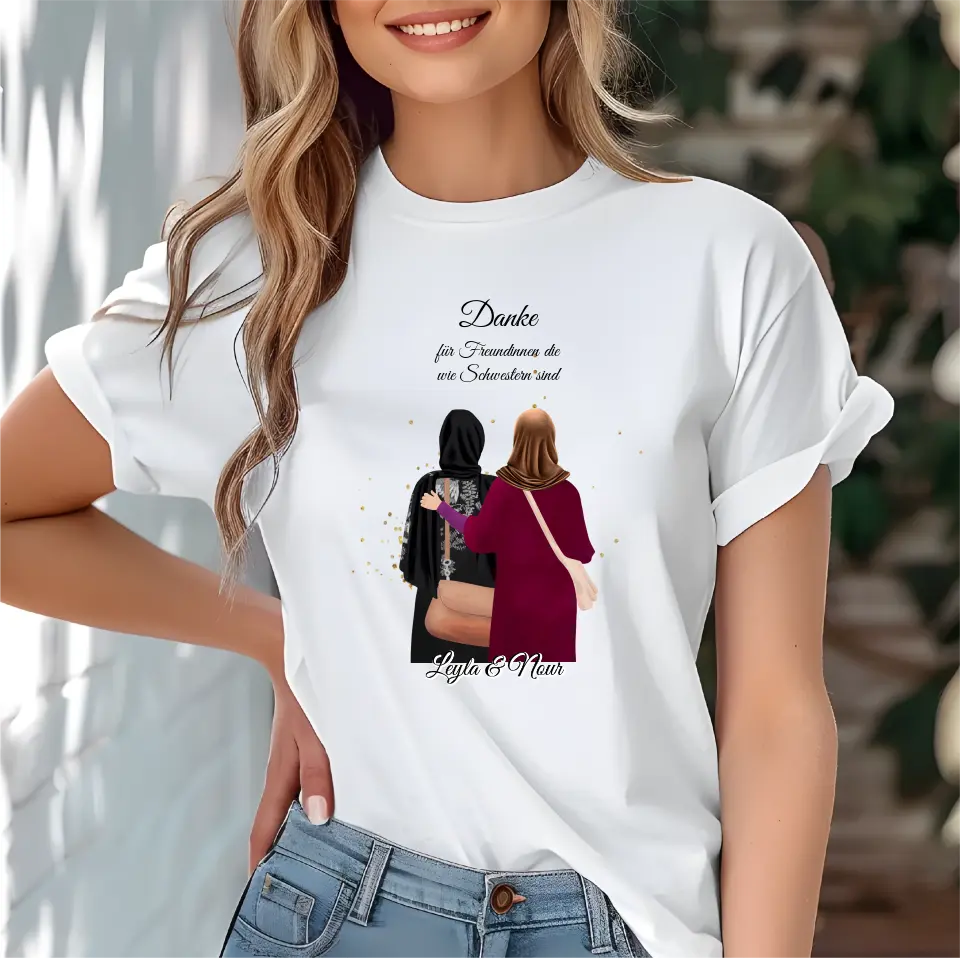 Muslim Freundinnen T-Shirt (Haare & Hijab)