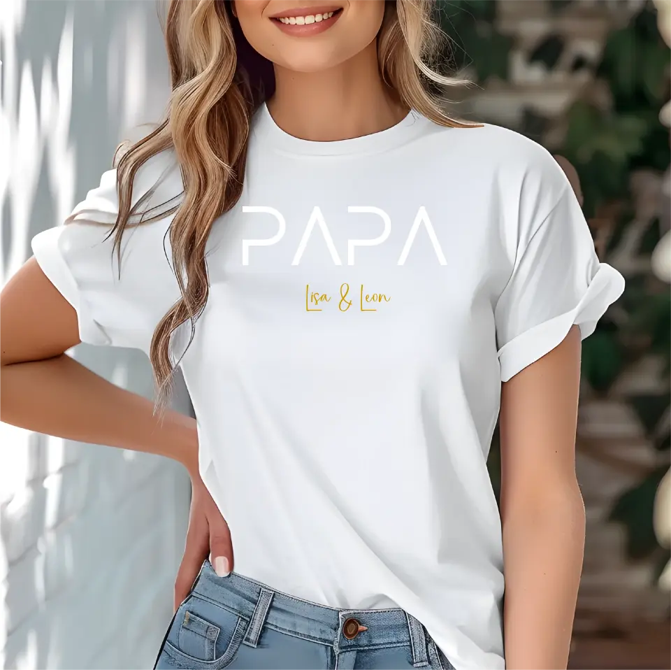 T-Shirt personalisiert Papa und Kindernamen