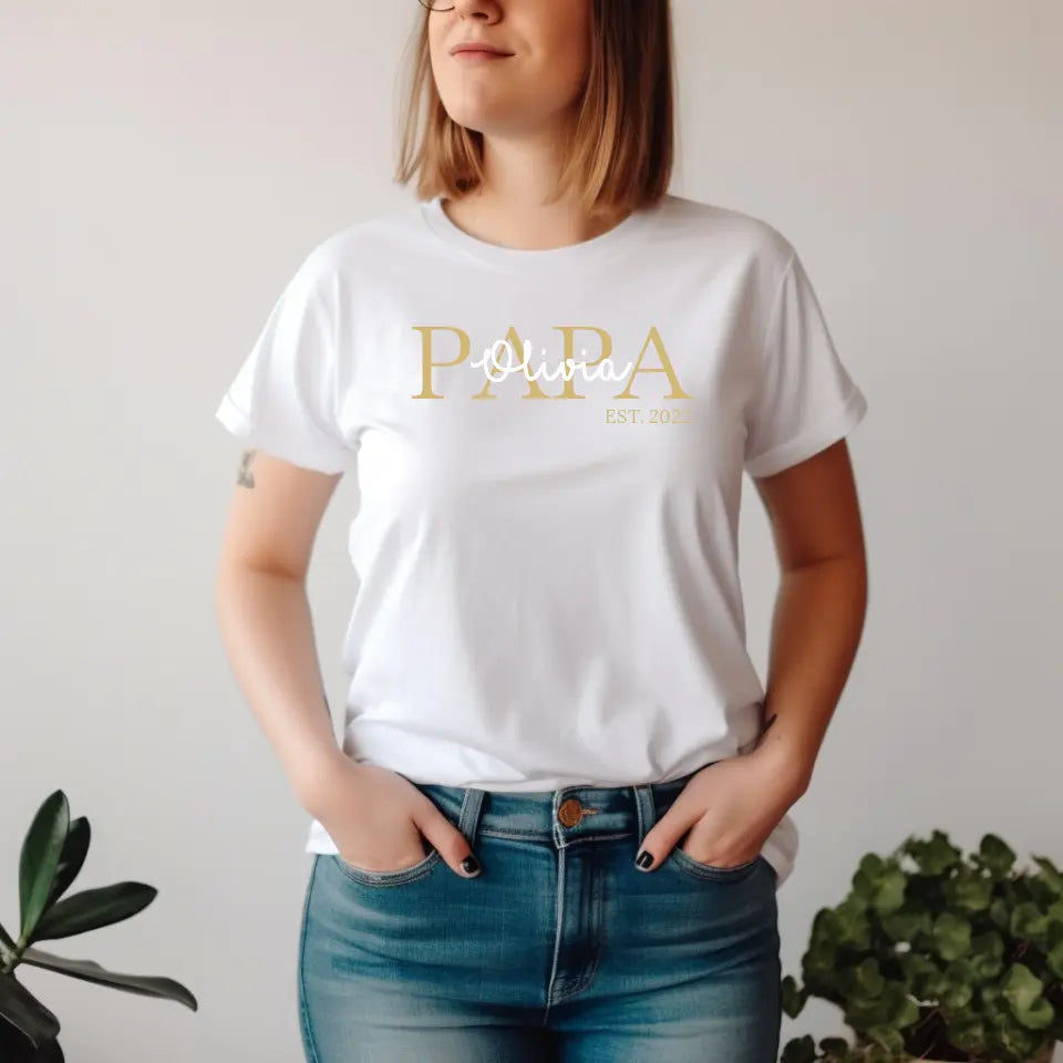 Papa T-Shirt mit Kindernamen und Geburtsjahr