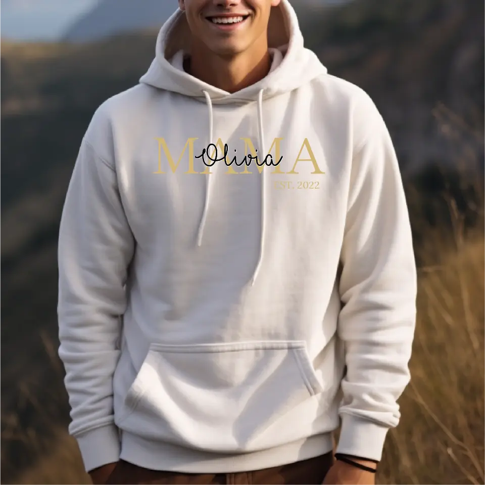 Mama mit Kindernamen und Geburtsjahr Hoodie