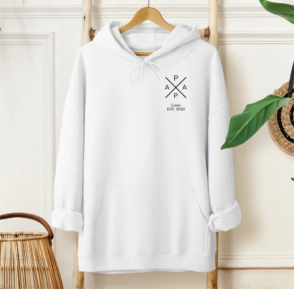 Papa Hoodie mit Kindernamen und Geburtsjahr