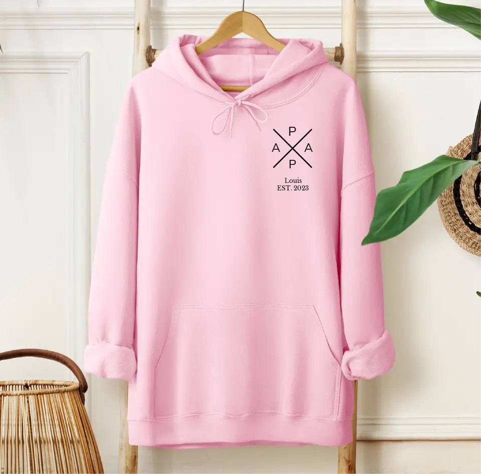 Papa Hoodie mit Kindernamen und Geburtsjahr
