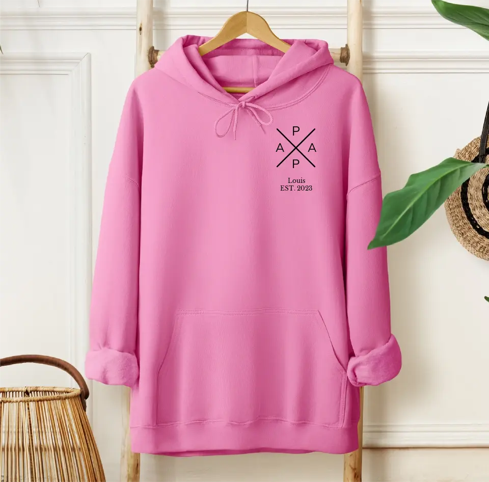 Papa Hoodie mit Kindernamen und Geburtsjahr