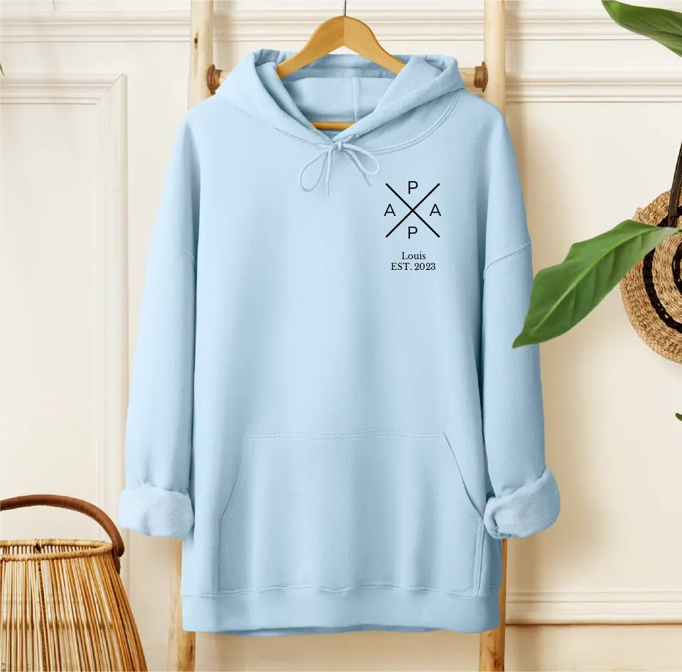 Papa Hoodie mit Kindernamen und Geburtsjahr
