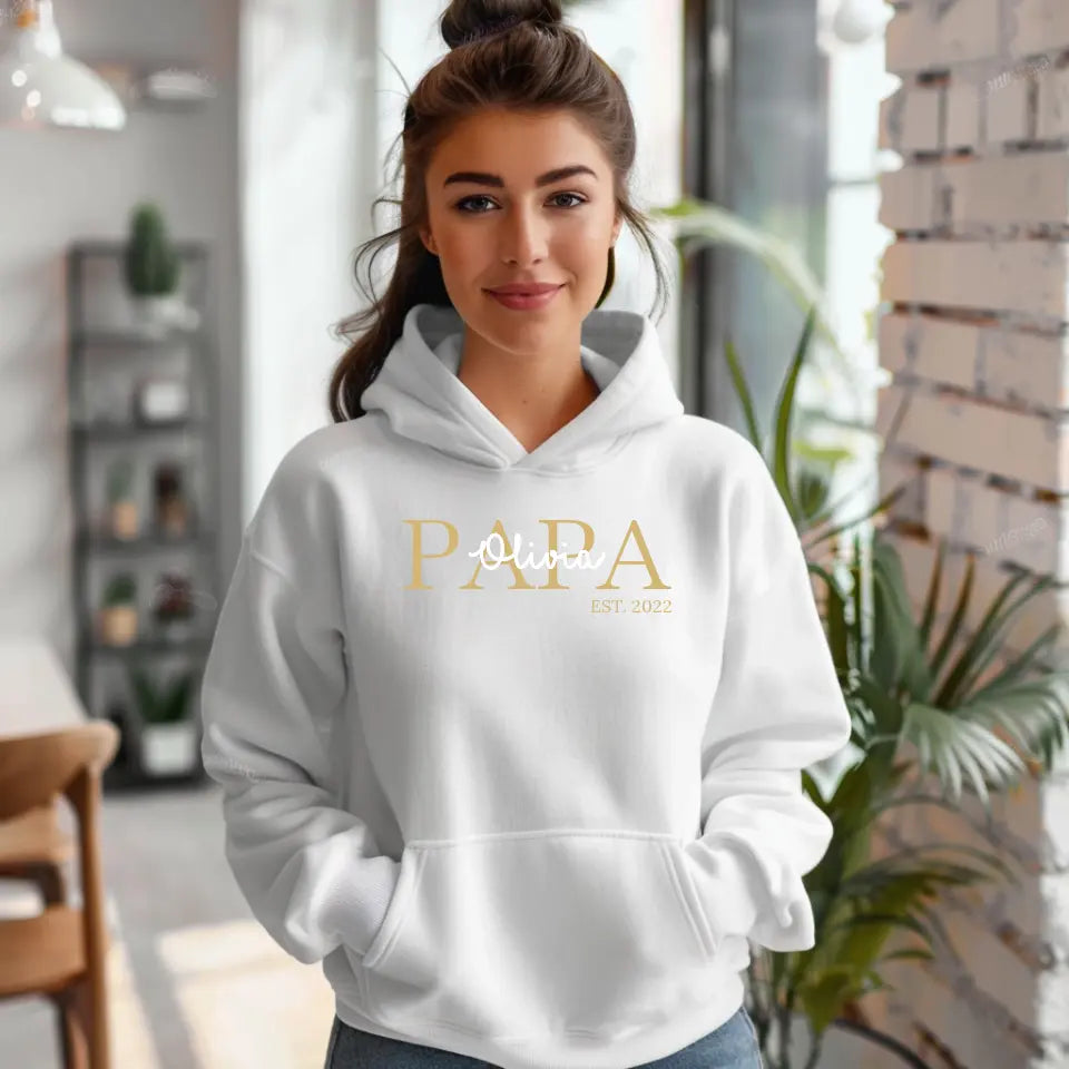 Papa Hoodie mit Kindernamen und Geburtsjahr